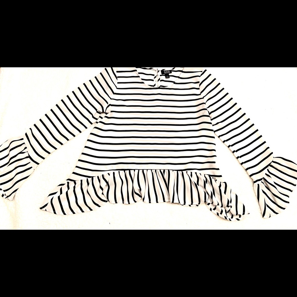 Bell sleeved striped top